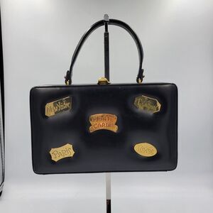 RARE VINTAGE CUTE BLACK PRESTIGE DESTINATION TRAVEL CITY DOCTOR CLUTCH BAG PURSE